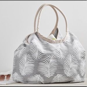 Pottery Barn Kids Gray Palm Leaf Baker Beach Bag